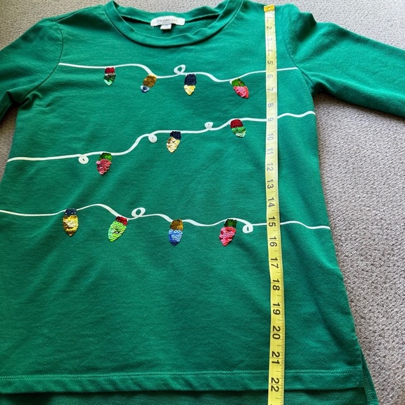 Francesca's Collections Holiday Christmas Lights Green Long Sleeve XS Sweater - Picture 6 of 6